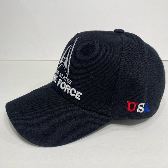 3D United States Space Force Hat Baseball Cap One Size Stretch Fit Black  USA - Picture 2 of 7